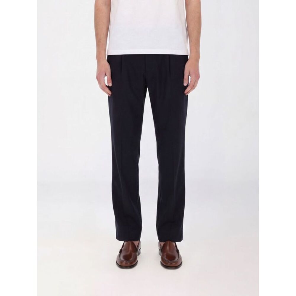 Herno Men Herno Slim Fit Pleated Wool Blend Trousers With Welt Pockets